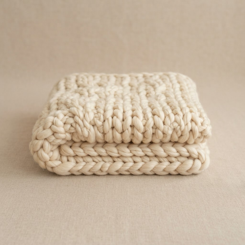 Grace Throw — handmade Ivory Cream throw blanket