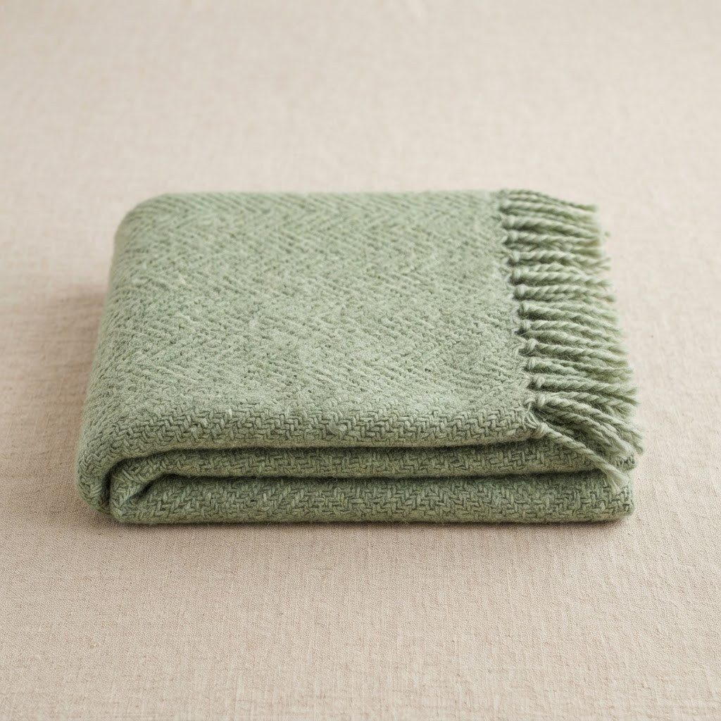 Shepherd Weave — handmade Sage Green throw blanket